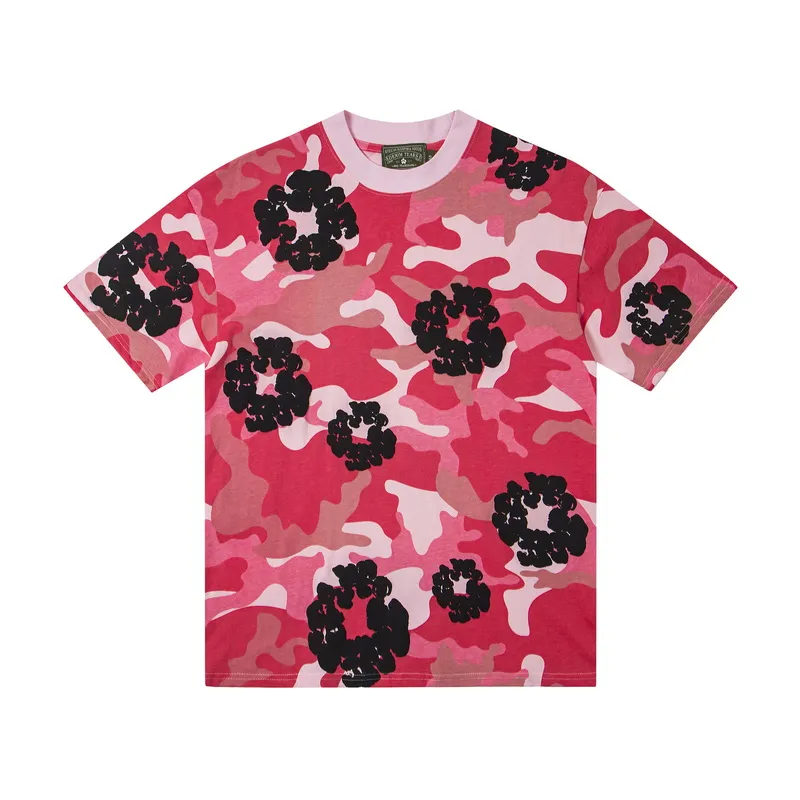 D316# ​​Top P132 D317# Pants P136 DENIM TEARS Kapok European and American fashion brand high quality correct version foam flocking camouflage printed short-sleeved suit Color Camouflage blue Camouflage powder Camouflage gray Camouflage apricot Camouflage green Size S-XL